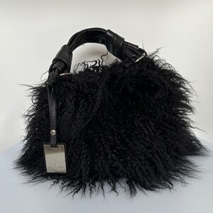 Luxurious Black Fur Shoulder Bag